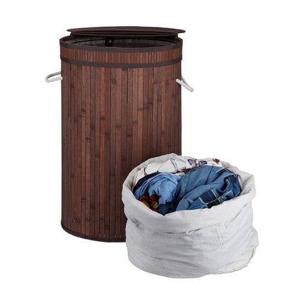 Panier à linge en bambou avec couvercle