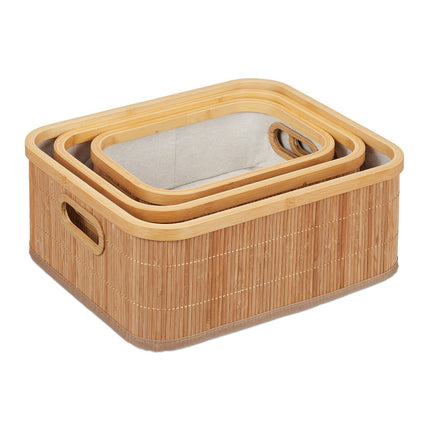 Lot de 3 paniers de rangement en bambou