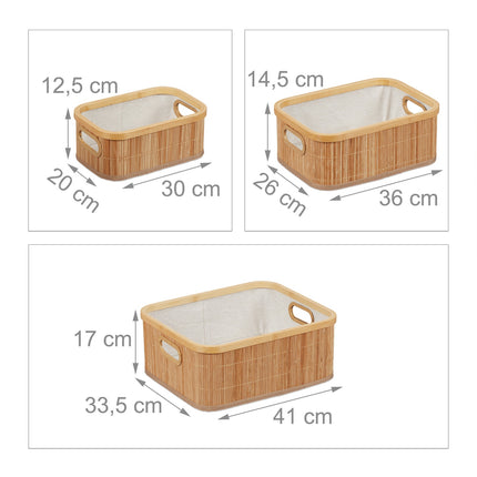 Lot de 3 paniers de rangement en bambou
