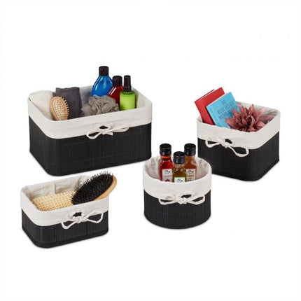 Lot de 4 paniers de rangement en bambou