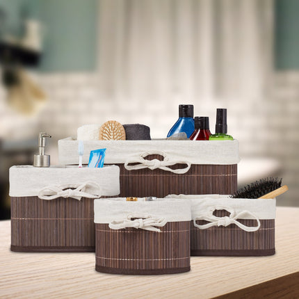 Lot de 4 paniers de rangement en bambou