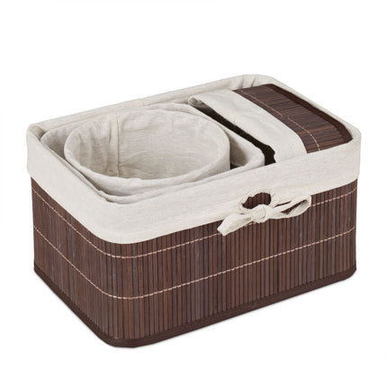 Lot de 4 paniers de rangement en bambou