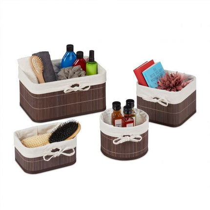 Lot de 4 paniers de rangement en bambou