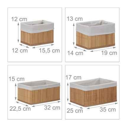 Paniers de rangement en bambou - lot de 6