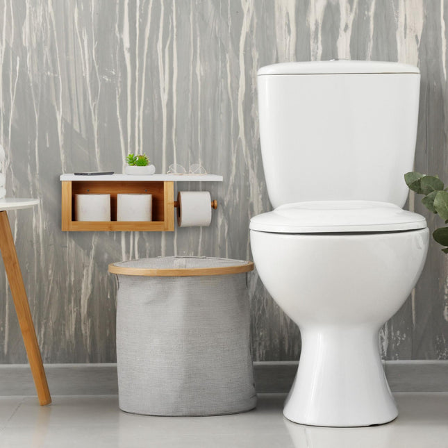 Porte-papier toilette en bambou avec étagère