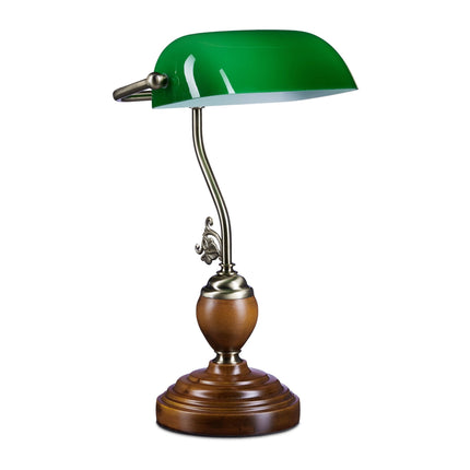 Bankerlampe JONES mit Holzsockel