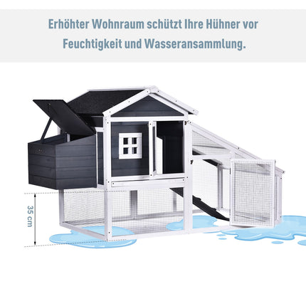 Hühnerstall mit Auslauf für Zwerghühner, Sitzstange, Massivholz