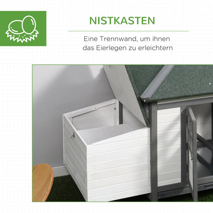 Winterfester Hühnerstall mit Auslauf und Nistkasten, Kiefer