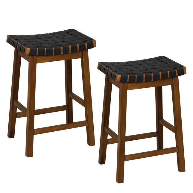 Ensemble de 2 tabourets de bar, revêtement en similicuir tissé, 63,5 cm (25 pouces)