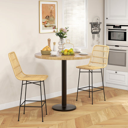 Barhocker 2er-Set, Boho Design, PE-Rattan, gelb