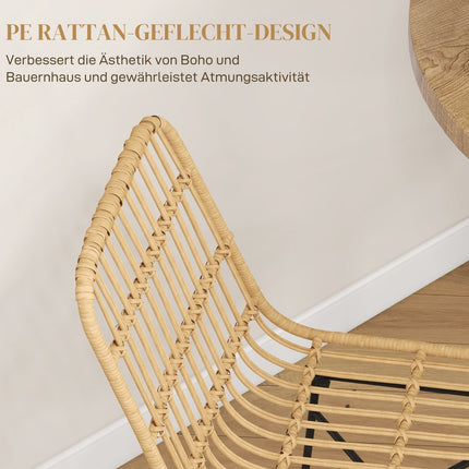Barhocker 2er-Set, Boho Design, PE-Rattan, gelb