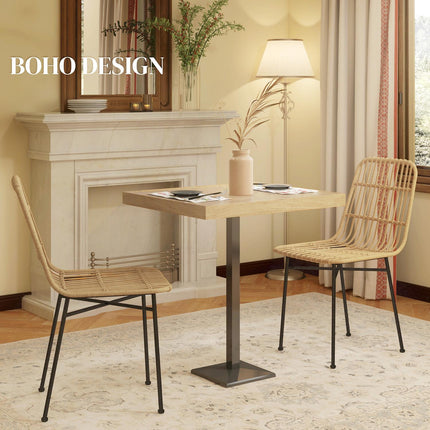 Barhocker 2er-Set, Boho Design, PE-Rattan, gelb