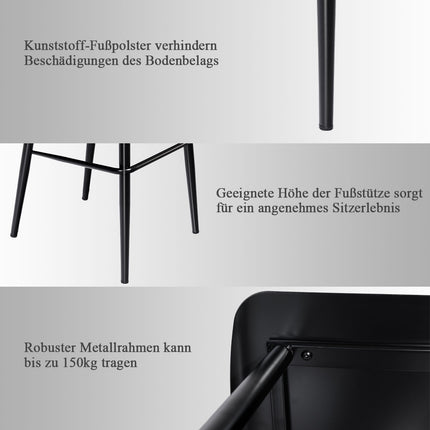 Ensemble de 2 tabourets de bar, dossier en métal, hauteur d'assise de 75 cm