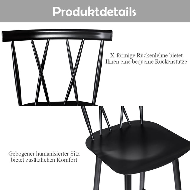 Ensemble de 2 tabourets de bar, dossier en métal, hauteur d'assise de 75 cm