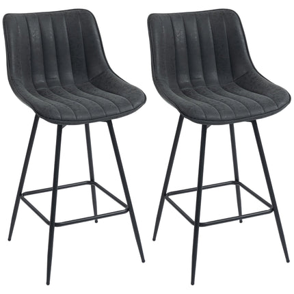 Ensemble de 2 tabourets de bar, 68 cm, pivotants à 360°, noirs, avec dossier
