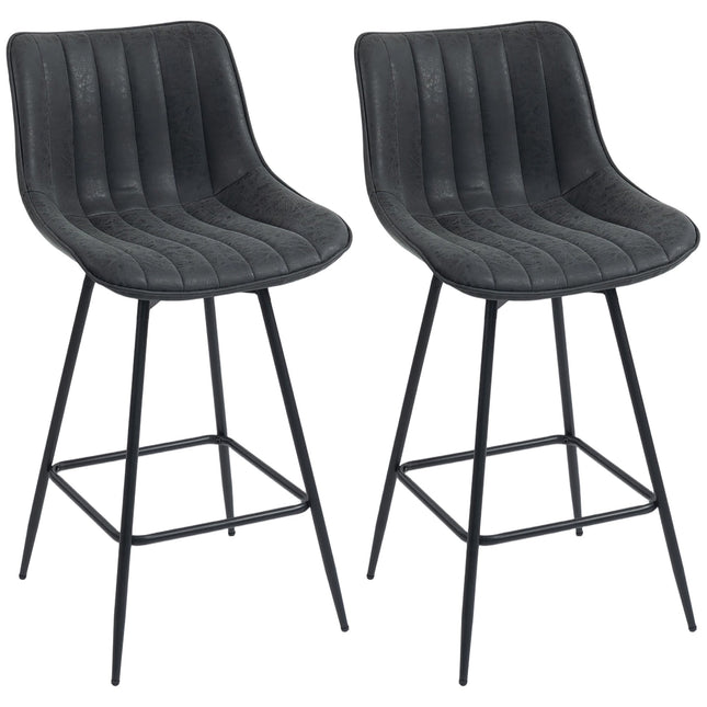 Ensemble de 2 tabourets de bar, 68 cm, pivotants à 360°, noirs, avec dossier