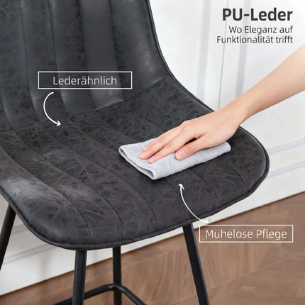 Ensemble de 2 tabourets de bar, 68 cm, pivotants à 360°, noirs, avec dossier
