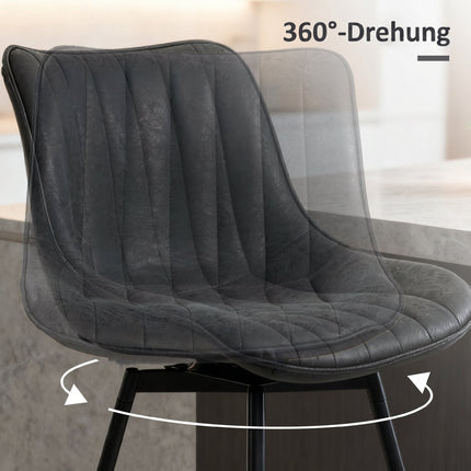 Ensemble de 2 tabourets de bar, 68 cm, pivotants à 360°, noirs, avec dossier