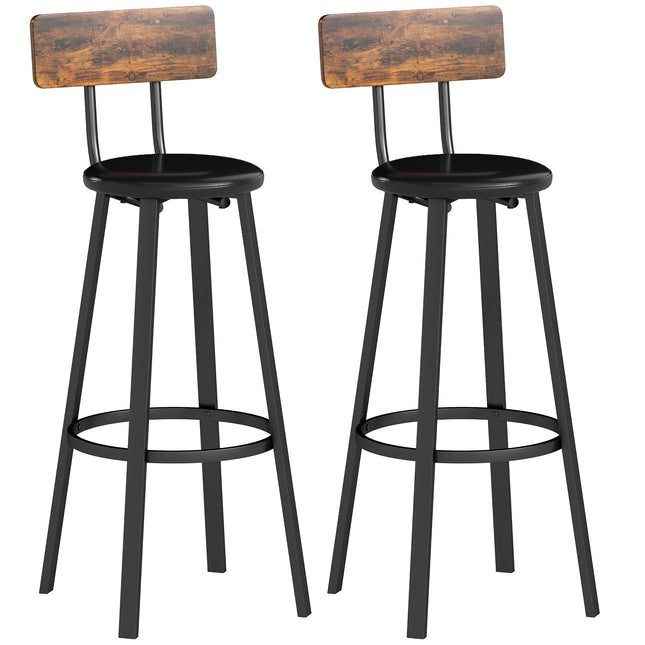Ensemble de 2 tabourets de bar, dossier, hauteur d'assise 75,5 cm