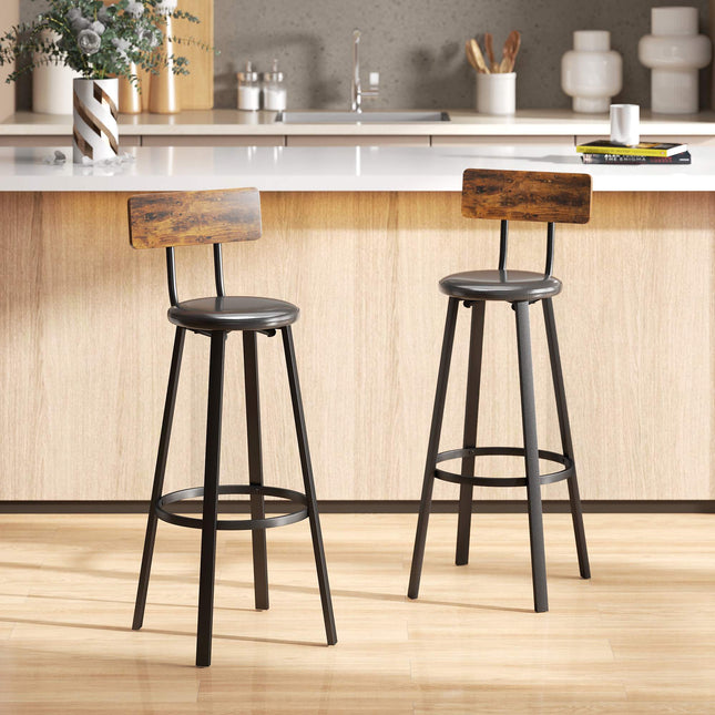 Ensemble de 2 tabourets de bar, dossier, hauteur d'assise 75,5 cm
