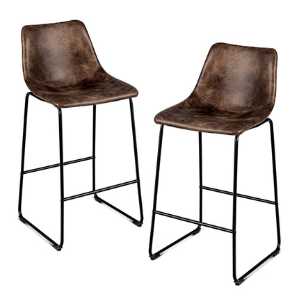 Ensemble de 2 tabourets de bar, revêtement en suédine, pieds en métal