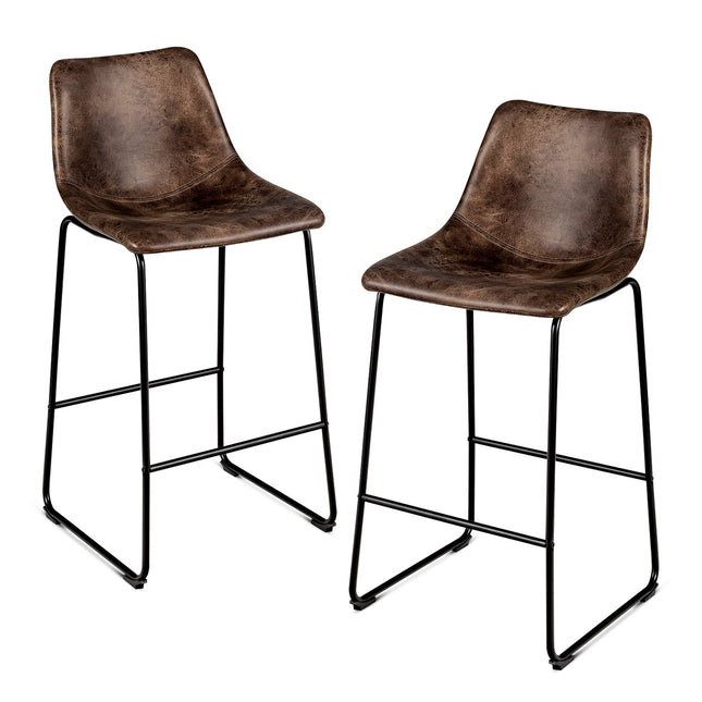 Ensemble de 2 tabourets de bar, revêtement en suédine, pieds en métal