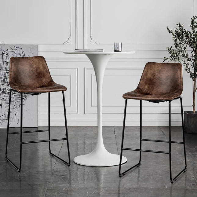 Ensemble de 2 tabourets de bar, revêtement en suédine, pieds en métal