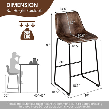 Ensemble de 2 tabourets de bar, revêtement en suédine, pieds en métal