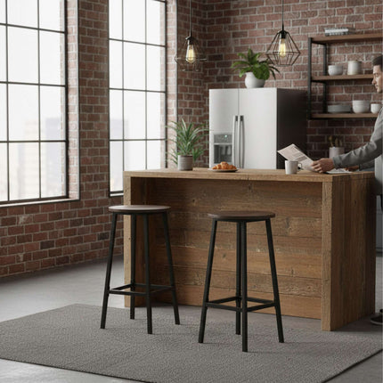 Ensemble de 2 tabourets de bar, assise en MDF, structure en métal