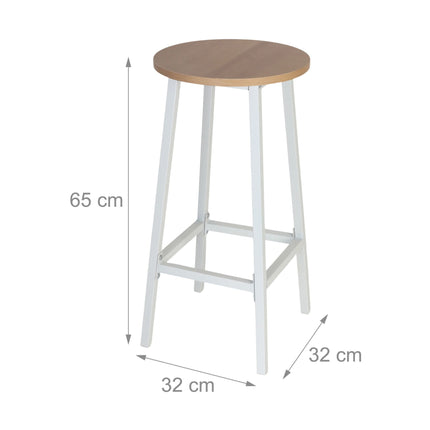 Ensemble de 2 tabourets de bar, assise en MDF, structure en métal