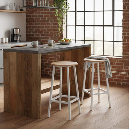 Ensemble de 2 tabourets de bar, assise en MDF, structure en métal
