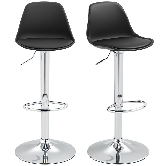 Verstellbare Barhocker 2er-Set, Kunstleder, schwarz