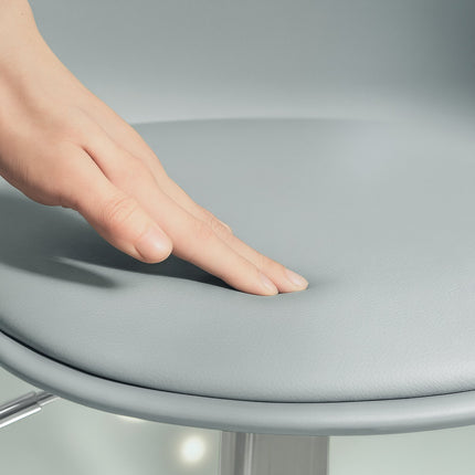 Lot de 2 tabourets de bar, chaises de bar rembourrées avec cadre en acier, dossier, chaises de cuisine réglables en hauteur avec repose-pieds, tabouret de comptoir rotatif à 360° pour cuisine, salon, salle à manger, simili cuir gris