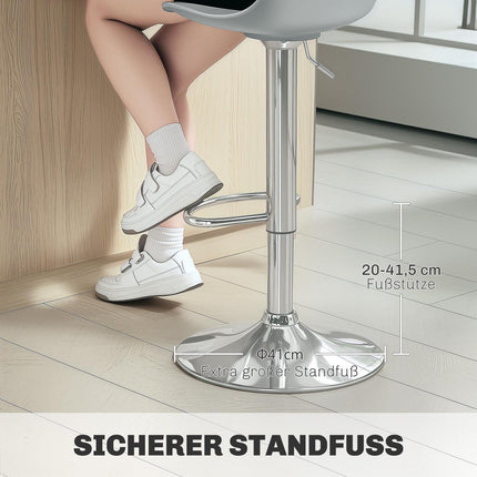 Lot de 2 tabourets de bar, chaises de bar rembourrées avec cadre en acier, dossier, chaises de cuisine réglables en hauteur avec repose-pieds, tabouret de comptoir rotatif à 360° pour cuisine, salon, salle à manger, simili cuir gris