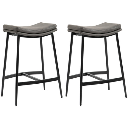 Lot de 2 tabourets de bar, assise rembourrée, structure en acier