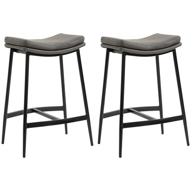 Lot de 2 tabourets de bar, assise rembourrée, structure en acier
