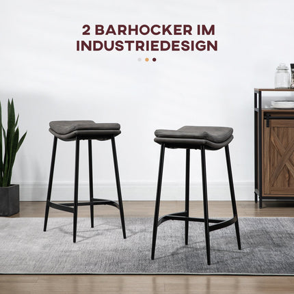 Lot de 2 tabourets de bar, assise rembourrée, structure en acier
