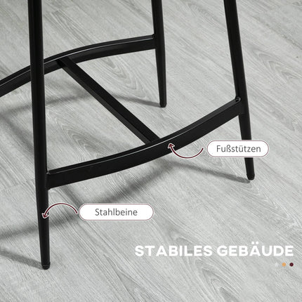 Lot de 2 tabourets de bar, assise rembourrée, structure en acier