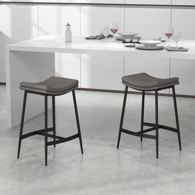 Lot de 2 tabourets de bar, assise rembourrée, structure en acier