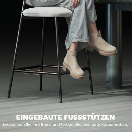 Barhocker 2er-Set, Samtbezug, Stahlbeine, Hellgrau