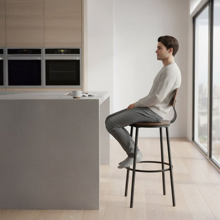 Tabourets de bar avec dossier, ensemble de 2 pièces, structure en métal
