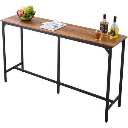 Bar Table, 63 x 16 in Rectangular High Top, Brown Black