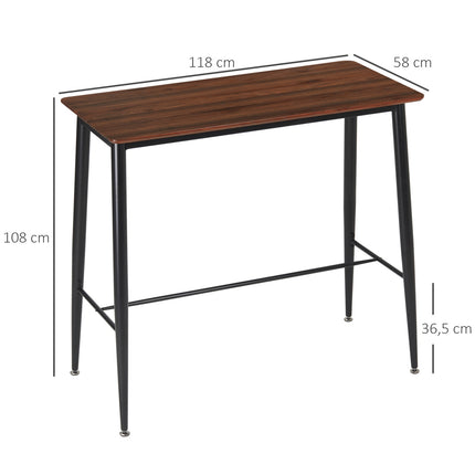 Industrieller Bartisch mit Metallgestell - Nussbaum, 118x58x108cm