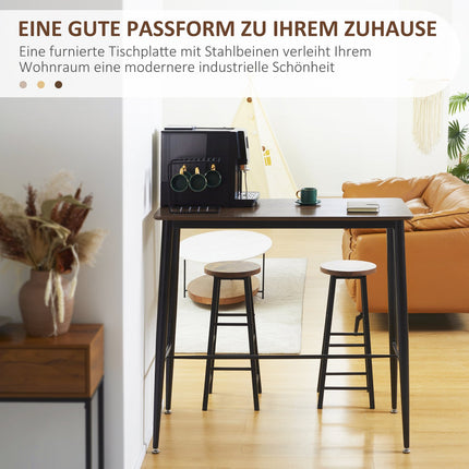 Industrieller Bartisch mit Metallgestell - Nussbaum, 118x58x108cm