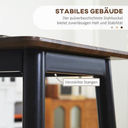 Industrieller Bartisch mit Metallgestell - Nussbaum, 118x58x108cm