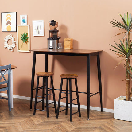 Industrieller Bartisch mit Metallgestell - Nussbaum, 118x58x108cm