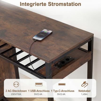 Table de bar avec éclairage RGB, porte-bouteilles, porte-verres, USB-C