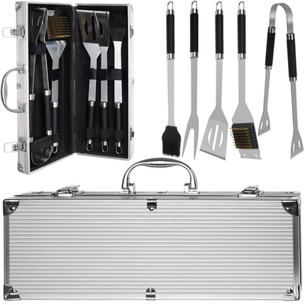Grillbesteck - 5er-Set Zubehör + Koffer