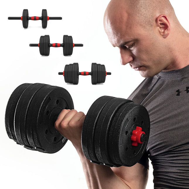 Langhantel- und Kurzhantel-Set, 20 kg, Verbundmaterial