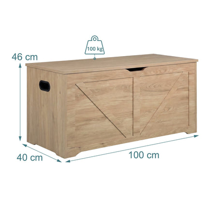Aufbewahrungsbank im Scheunenstil, Hellgrau, 100 x 40 cm, MDF